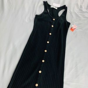 Black Buttoned Body Con Dress